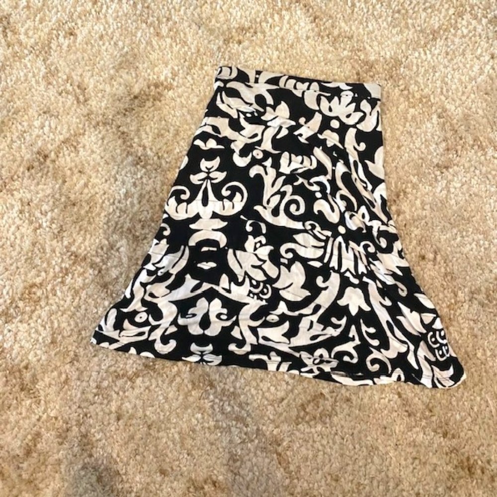 INC International Concepts Woman's Black and White A-Line Skirt